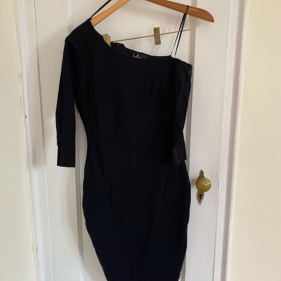 New black off shoulder asymmetrical dress - Picture 3 of 3